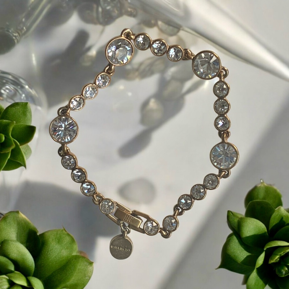 GIVENCHY Gold Plated Clear Crystal Women’s Bracelet Certificate of Authenticity